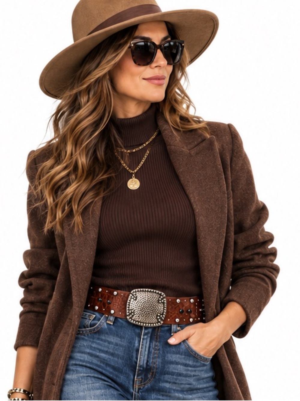 Rancho Estancia Wide Studded Belt Croc-Embossed Leather Buckle